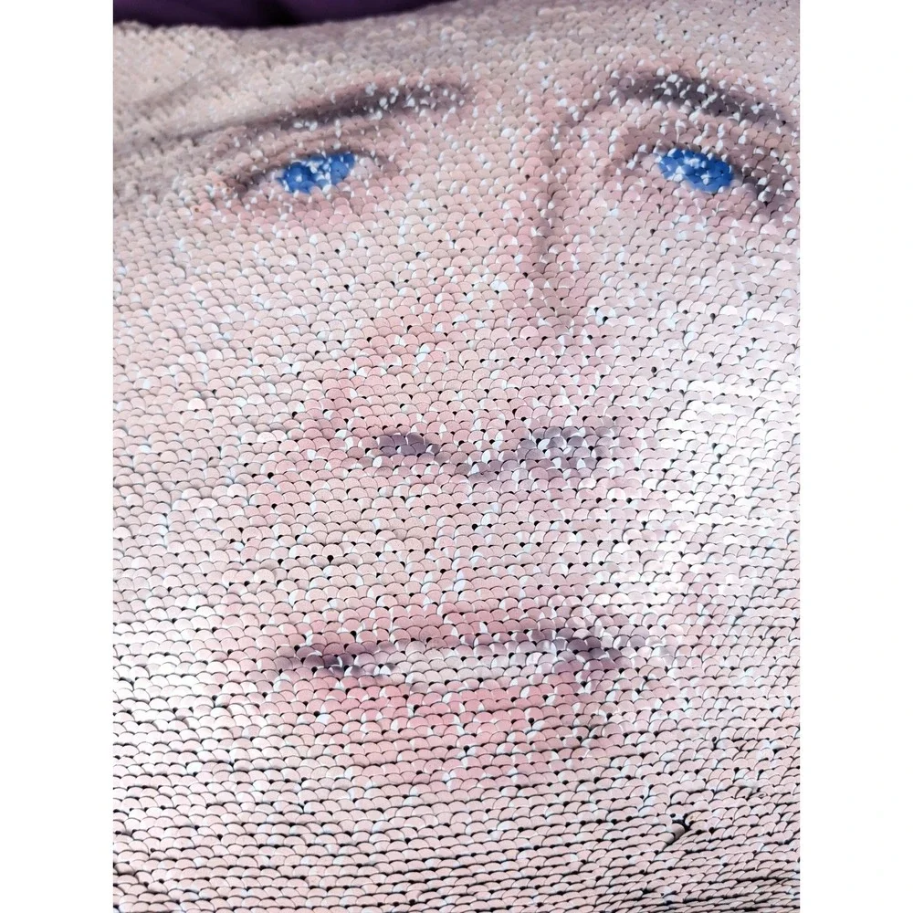 Nicolas Cage Sequin Pillow Funny Gag Gifts Reversible Black